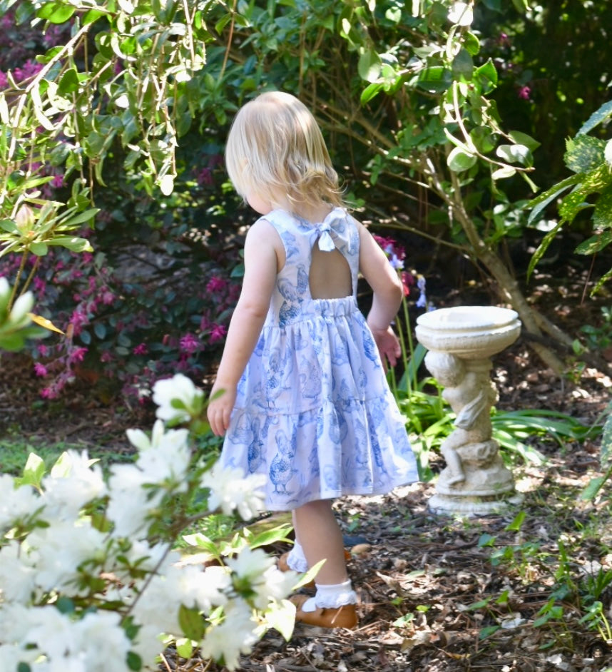 Gabriella Twirl Dress, Blue Chicken