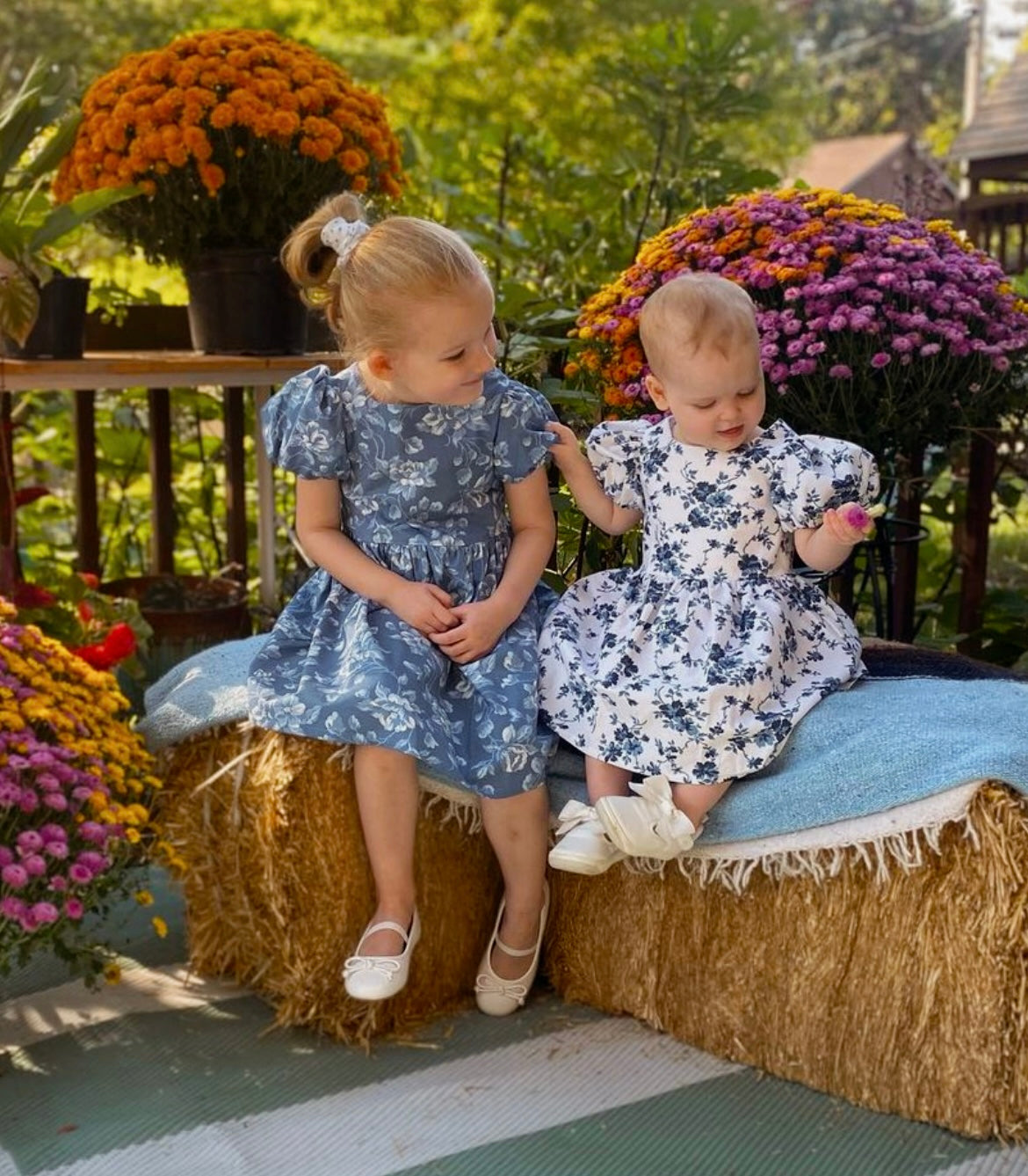 Isabelle Dress, Garden Party Blue