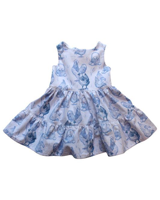 Gabriella Twirl Dress, Blue Chicken